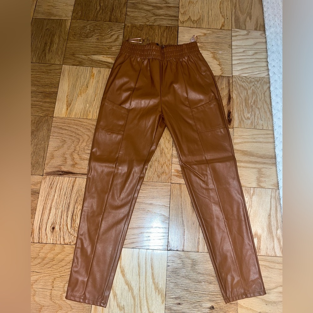 Brown leather pants
